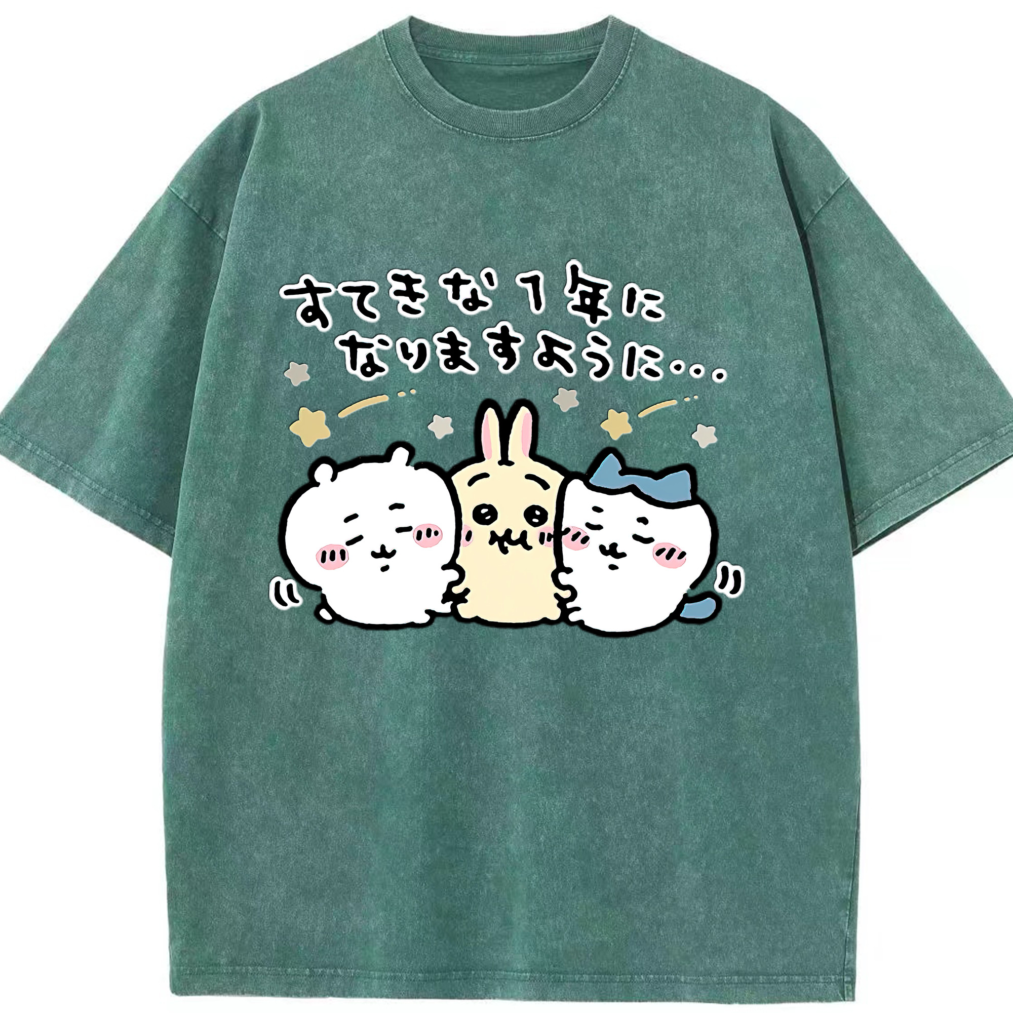 （画像用） ちいかわ ちいかわ Chii-kawa chiikawa 綿100% ヴィンテージ風 半袖Tシャツ（フロントプリント）